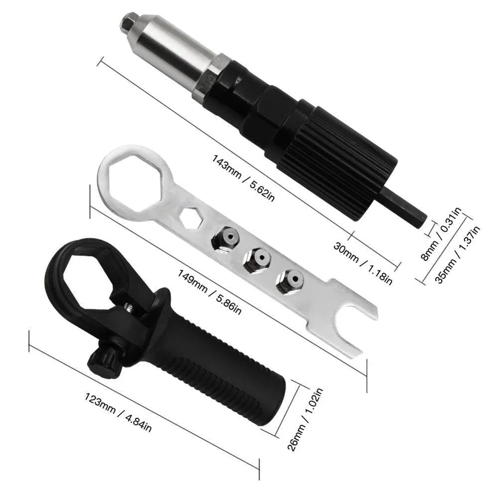 Drill Rivet Adapter Set — Convert Any Drill Into a Riveting Tool