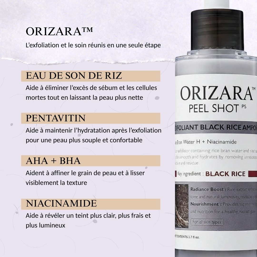 ORIZARA™ Peel Shot — Sérum Exfoliant au Riz