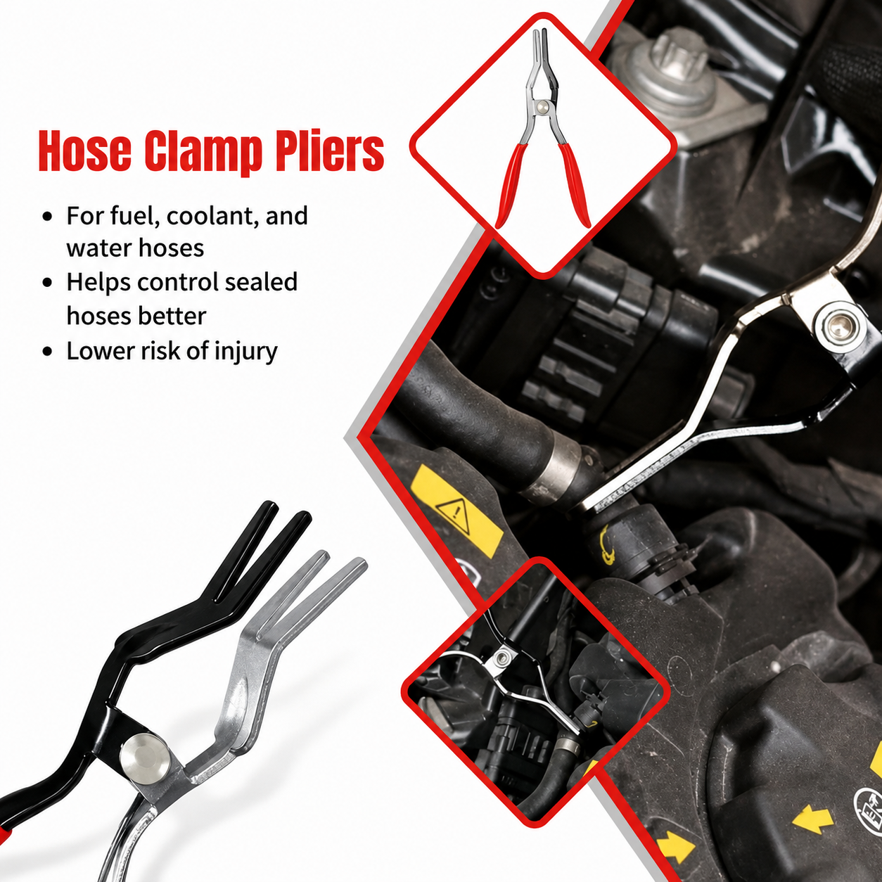 Hose Clamp Pliers Set — Straight & Angled Spring Clamp Tool Kit