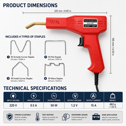 Plastic Repair Welding Kit — Reinforcing Hot Staple Repair Tool
