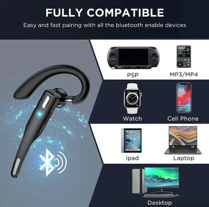 Bluetooth 5.1 Noise-Cancelling Trucker Headset — Dual Mic Wireless Earpiece