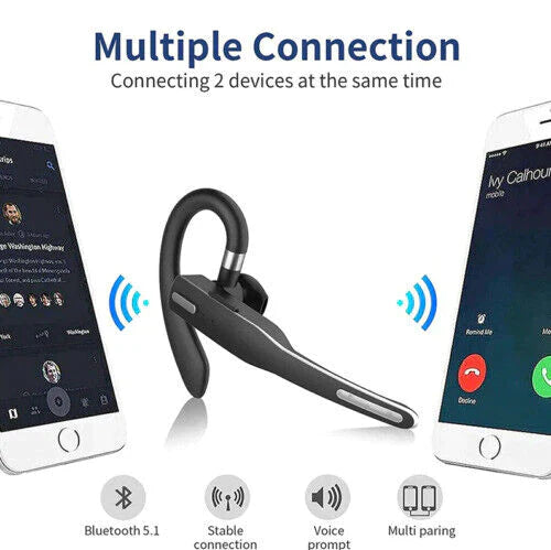 Bluetooth 5.1 Noise-Cancelling Trucker Headset — Dual Mic Wireless Earpiece